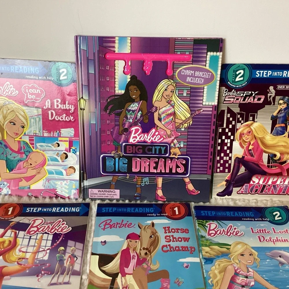 Barbie Picture Books & Leveled Readers, Stickers Lot of 10 Stories